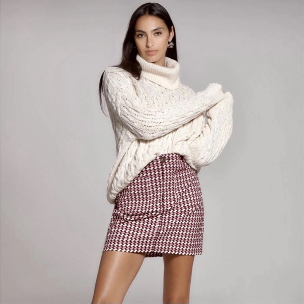 NWT Anthropologie Maeve Zigzag Patterned Colette skirt in Purple and Cream